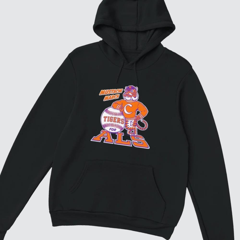 Funny Clemson Tigers For ALS Mustache March '25 hoodie