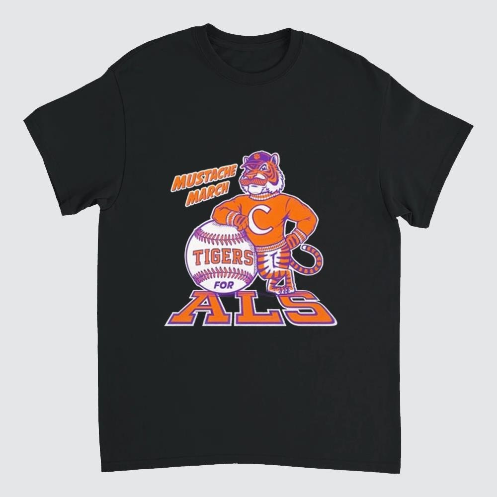 Funny Clemson Tigers For ALS Mustache March '25 Shirt