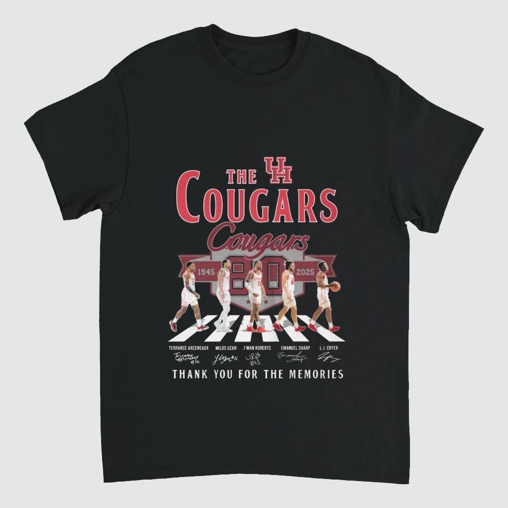 Houston Cougars Men's Basketball 80th 1945-2025 Thank You For The Memories Signatures Walking Shirt