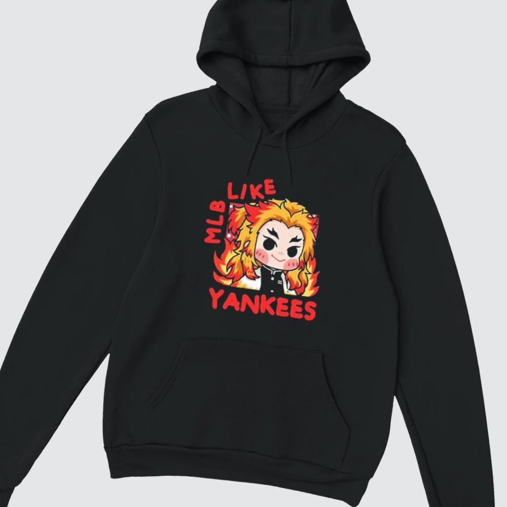 MLB x Demon Slayer Kimetsu no Yaiba Anime Kyojuro Rengoku New York Yankees hoodie