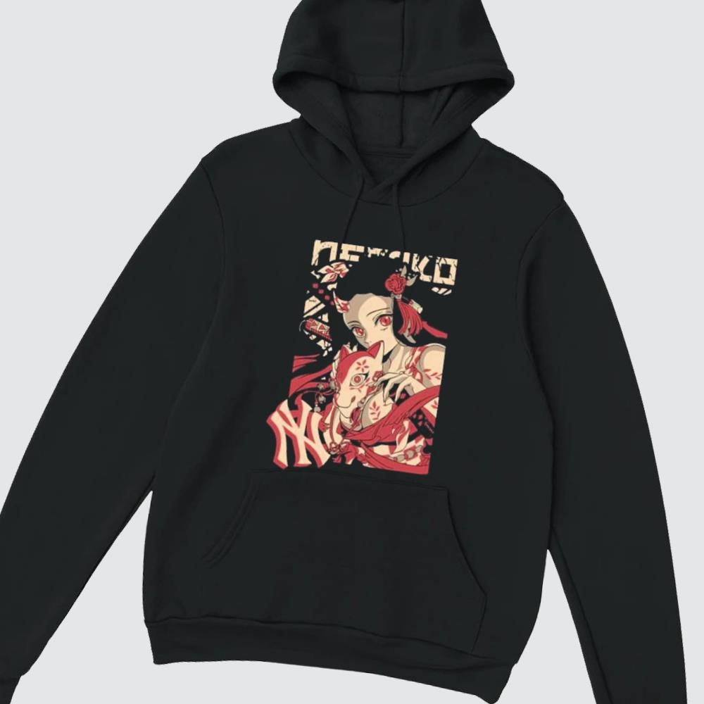 MLB x Demon Slayer Kimetsu no Yaiba Anime Nezuko Kamado Mask New York Yankees hoodie